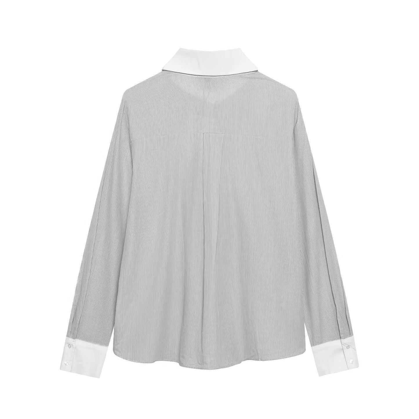 Women Clothing Western Bow Decoration Striped Stitching Shirt - Wanita Store
