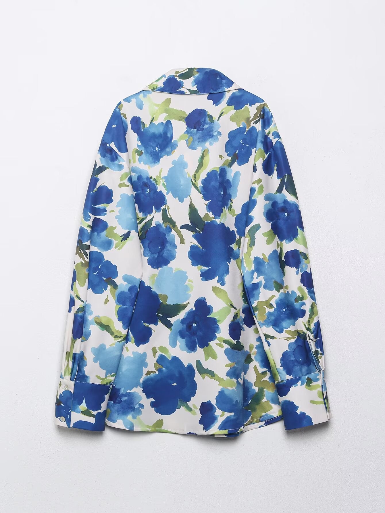 Camisa de mujer de manga larga, holgada, informal, de seda satinada texturizada