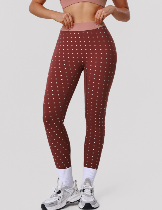 Pantalones de yoga elásticos con estampado de lunares, sensación de desnudez, entrenamiento al aire libre, correr, levantamiento de cadera, deportivos, hasta el tobillo
