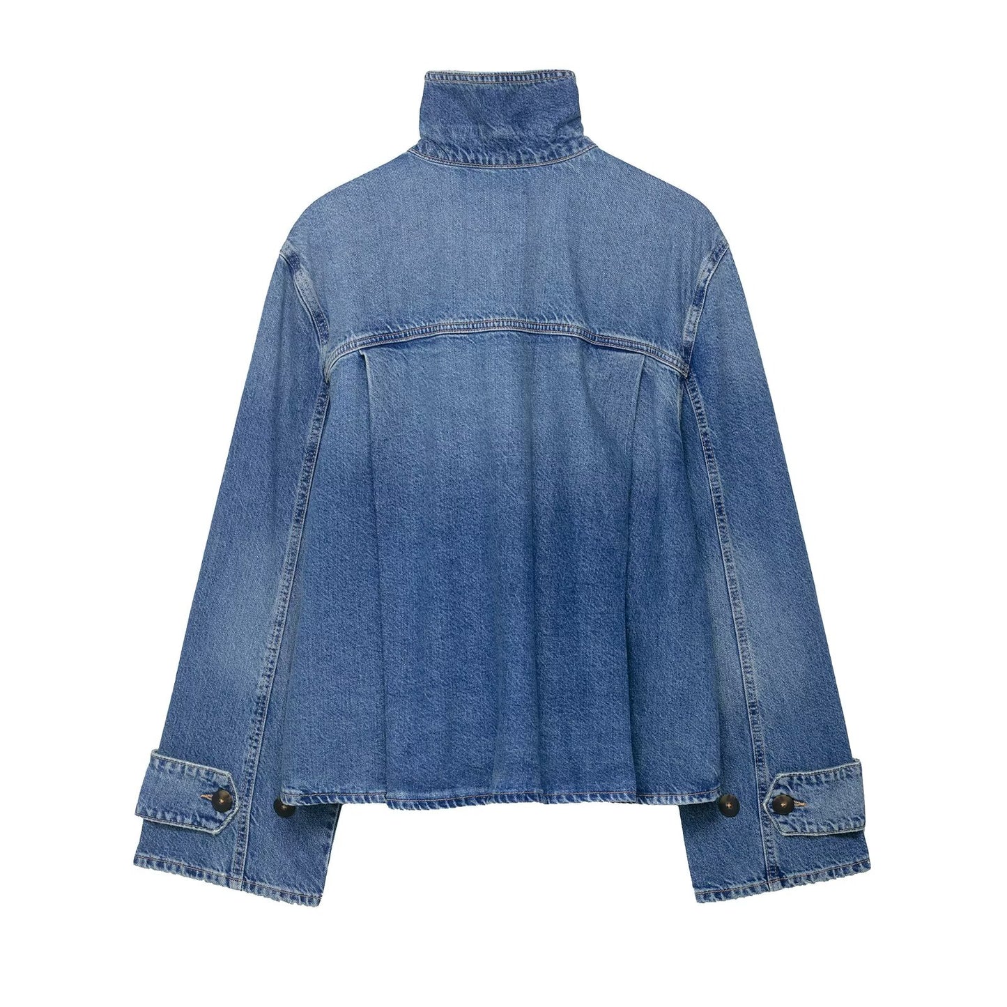 Veste en jean décontractée pour femme, col montant, collection printemps
