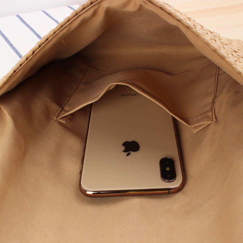 Simple Handmade Paper Braid Straw Bag Multi-Purpose Woven Bag Beach Bag Casual Women Bag