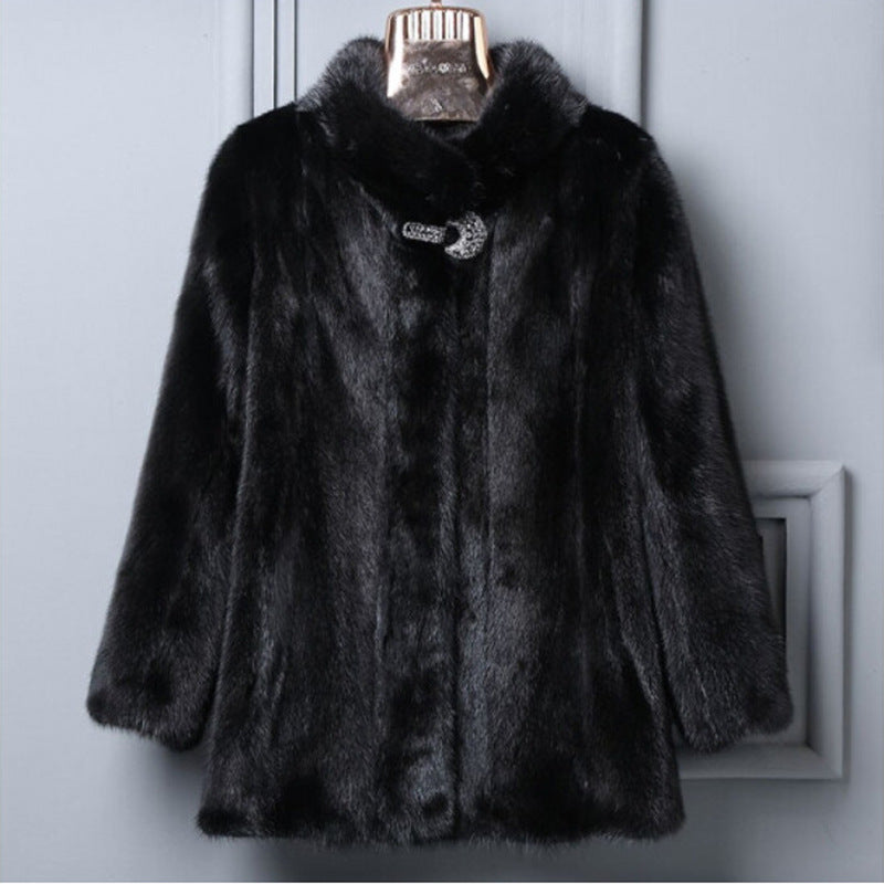 Women Overcoats Whole Mink Fur Jacket Mink Fur Stand Collar Fur Short Casual Slimming Jacket