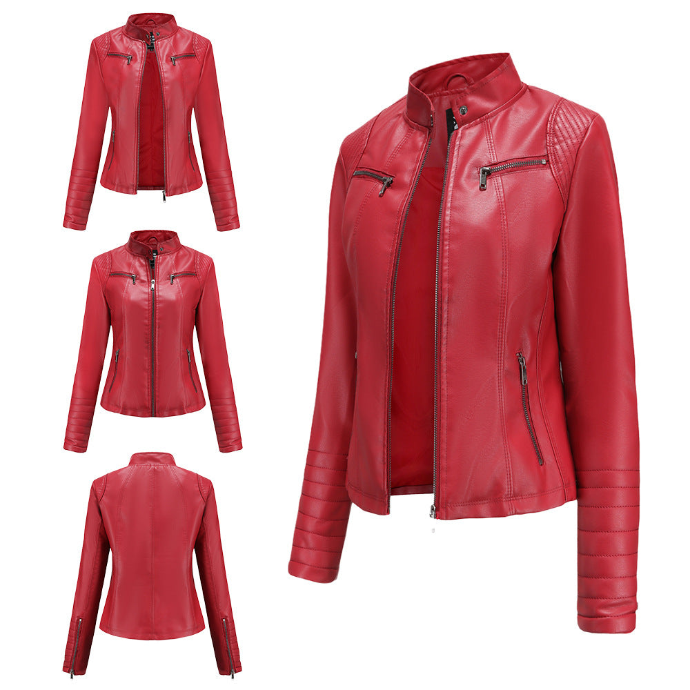 New Women Leather Clothing Women Spring Autumn Thin Motorcycle Clothing Size Leather Coat Short Chic Women Jacket