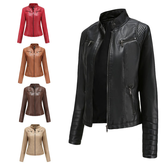 New Women Leather Clothing Women Spring Autumn Thin Motorcycle Clothing Size Leather Coat Short Chic Women Jacket