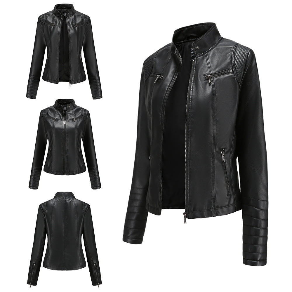 New Women Leather Clothing Women Spring Autumn Thin Motorcycle Clothing Size Leather Coat Short Chic Women Jacket