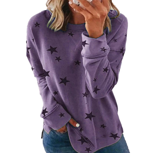 Autumn Winter Women Clothing Loose Oversized Long Sleeves T-shirt Printed Sweater