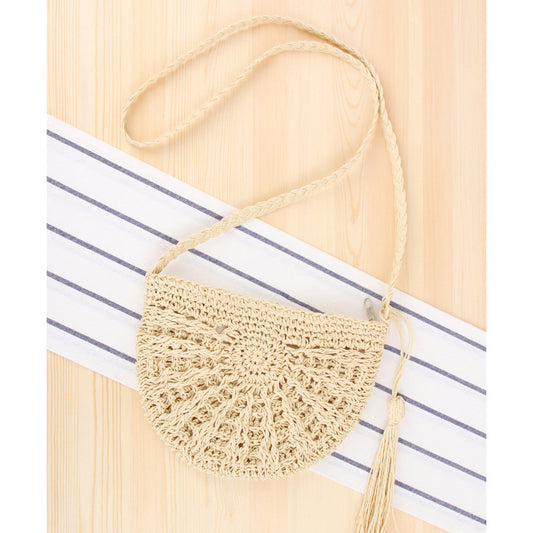 Crossbody Hand-Woven Bag Casual Simple Straw Bag Seaside Vacation Beach Bag