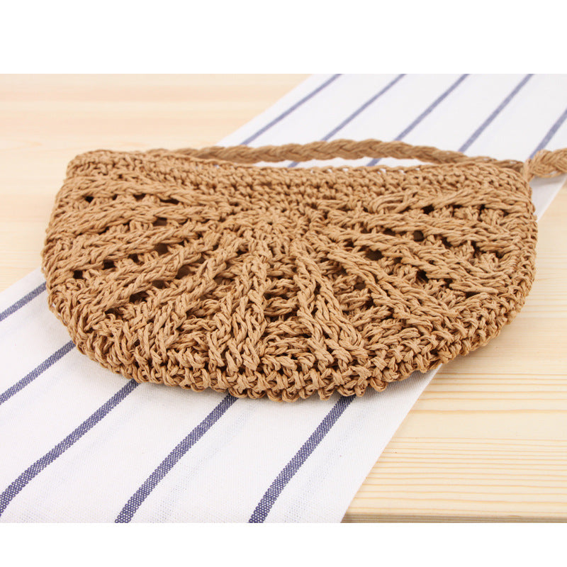 Crossbody Hand-Woven Bag Casual Simple Straw Bag Seaside Vacation Beach Bag