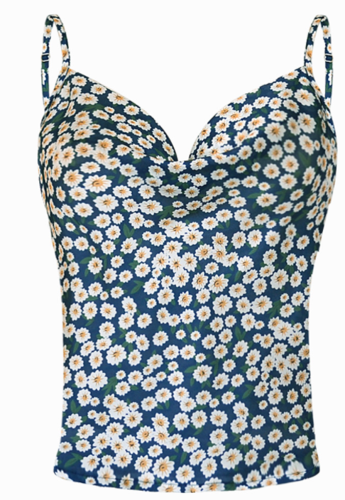 Small Flowers on Blue Background