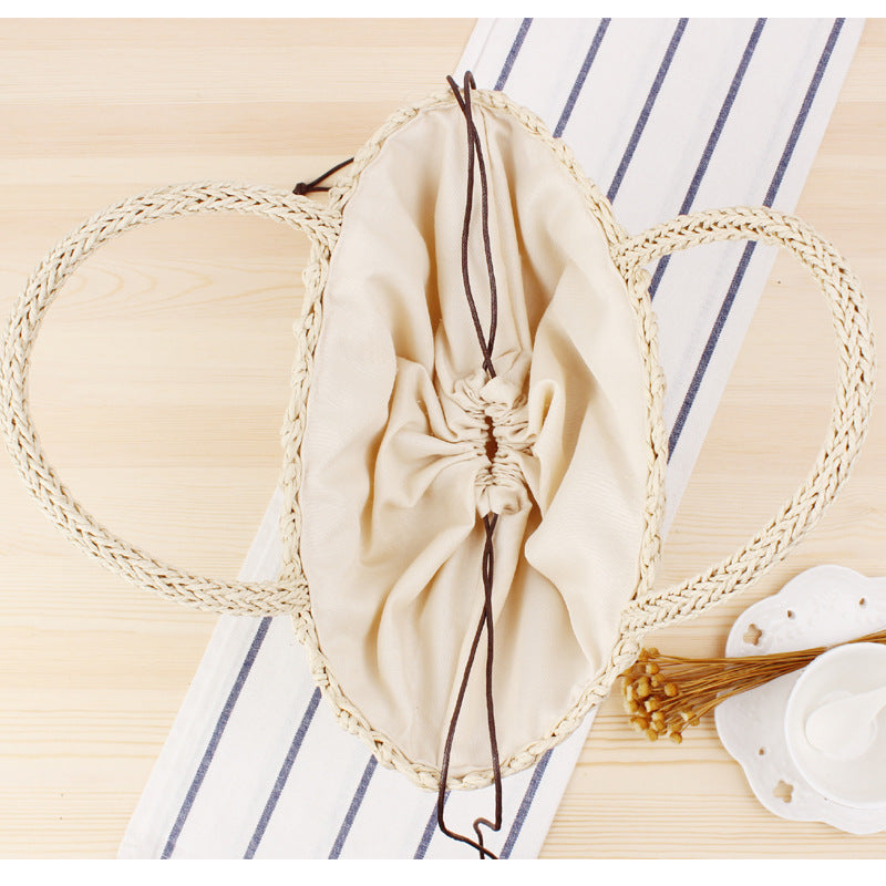 Carry Woven Beach Bag Hollow Out Cutout Silk Scarf Fresh Straw Bag Holiday Photography Casual Bag