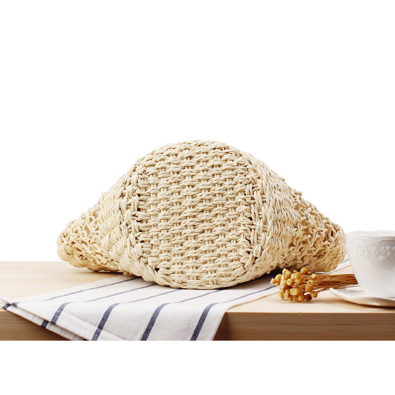 Carry Woven Beach Bag Hollow Out Cutout Silk Scarf Fresh Straw Bag Holiday Photography Casual Bag
