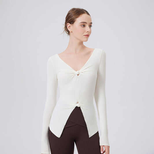 Slim Fit Heat Storage Slimming Top Women Outer Wear Workout Clothes Running Yoga Long Sleeve Mousse Training Sports T shirt