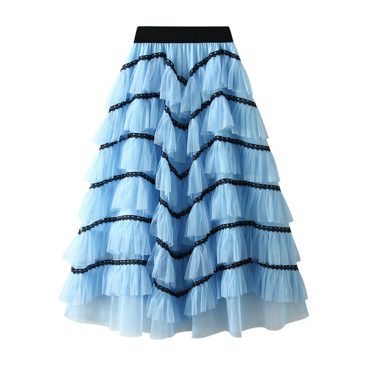 Design Gauze Skirt Layers of Mesh Tiered Dress Skirt Women Dance Skirt Puffy Long Skirt