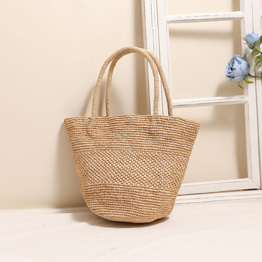 High Grade Raffia Portable Straw Weaved Bag Summer Large Capacity Tote Woven Bag Seaside Vacation Beach Bag