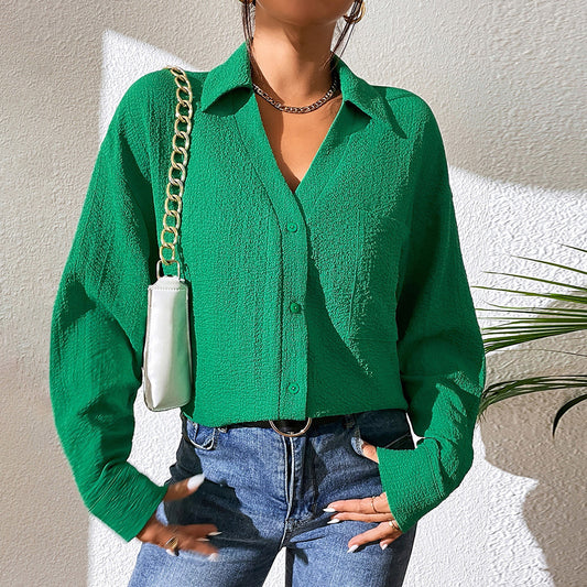 Women Clothing Single Breasted Cardigan Shirt Casual Long Sleeve Shirt Women Top