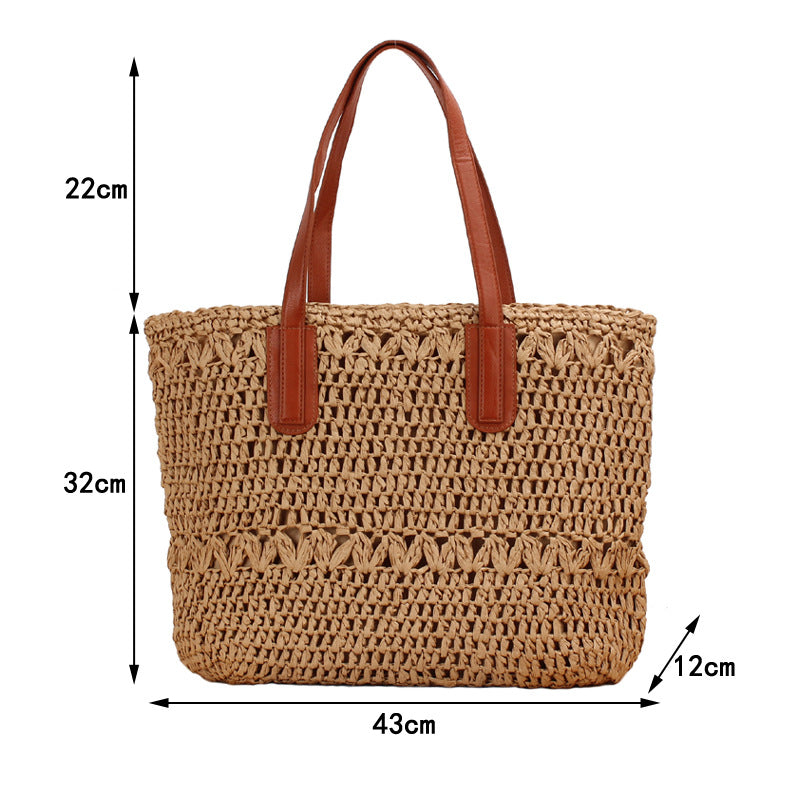 Summer Hollow Out Cutout out Woven Bag Paper String Shoulder Straw Bag Casual Beach Women Bag