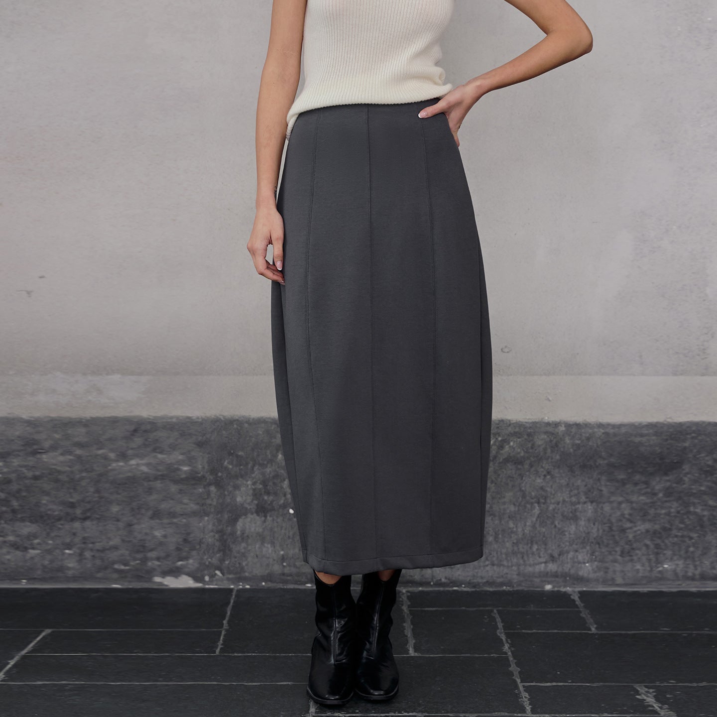 French Office Skirt Women Autumn Winter Back Slit Loose Straight Dress Package Hip Three Dimensional Split Bud Skirt
