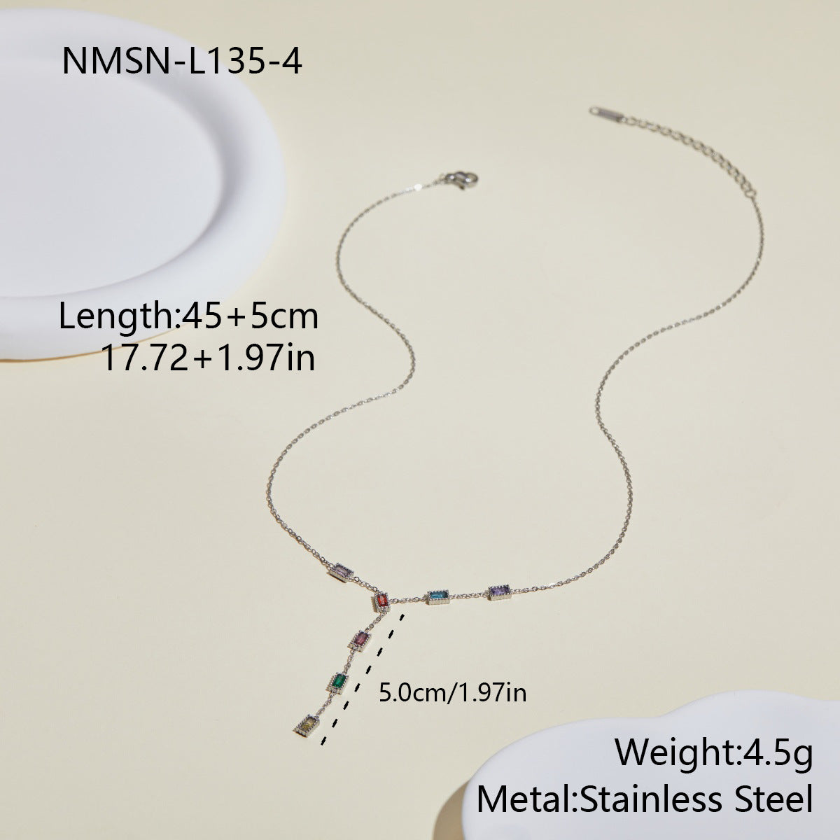 Steel Rectangular Necklace