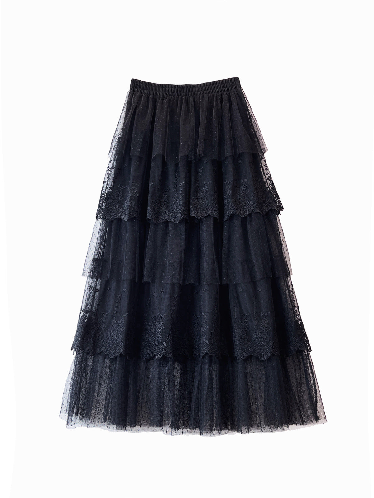 French Lace Stitching Polka Dot Super Fairy Yarn Skirt Autumn Winter with Sweater Embroidered Cake Skirt Korean Women Clothing