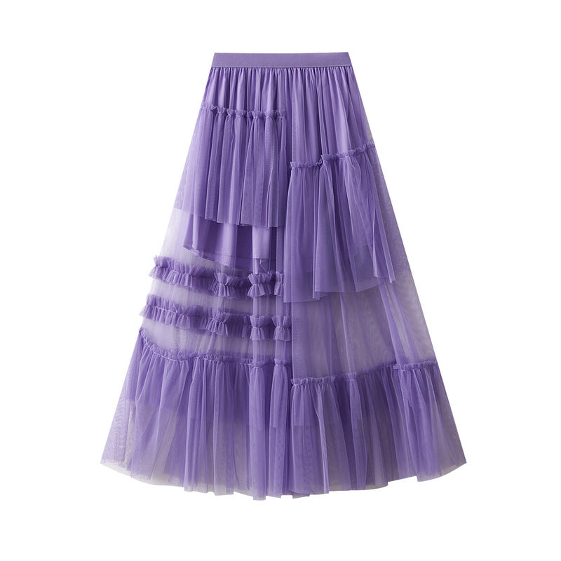 Sweet Tiered Dress Irregular Asymmetric Skirt Dream Tulle Skirt Women
