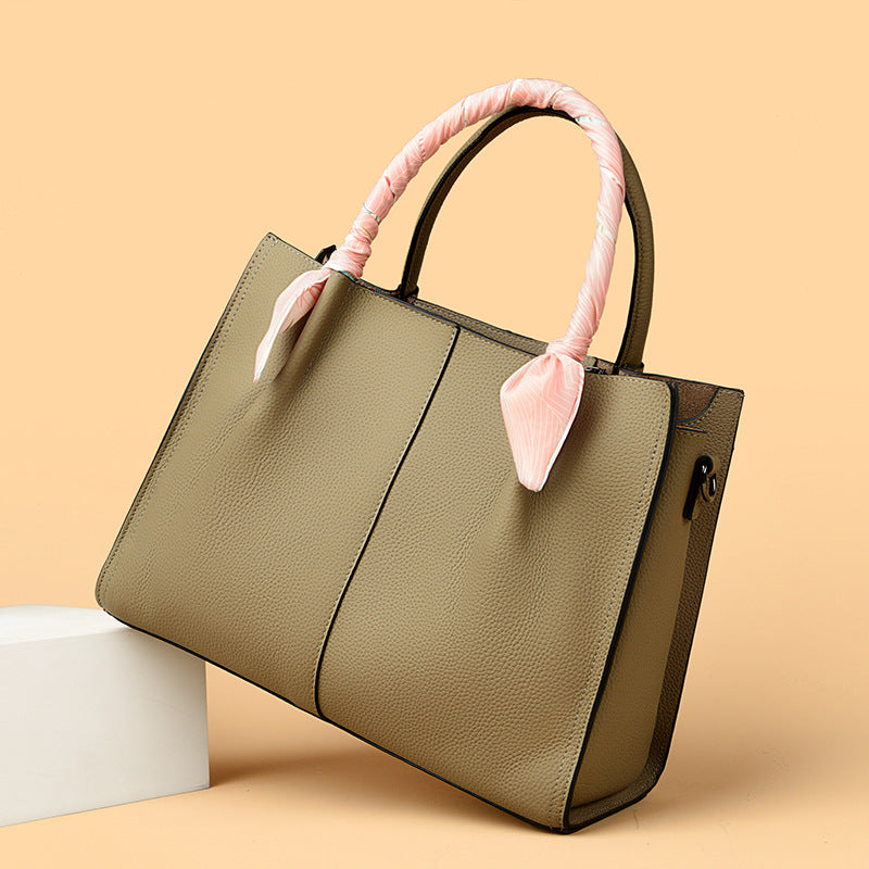 Genuine Leather Bag Women Handbag Simple Large Capacity Totes High Grade First Layer Cowhide Office Bag