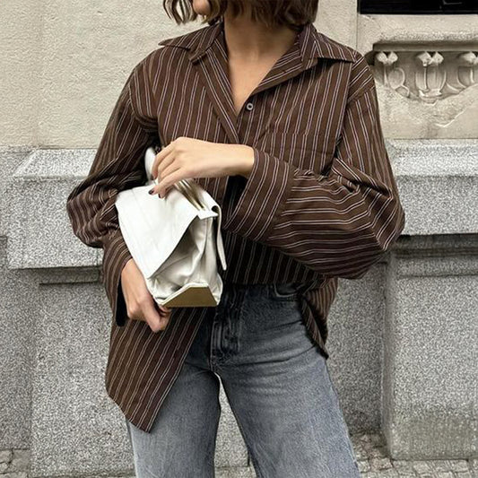 Women Clothing Autumn Casual Vacation Plaid Long Sleeve Coat Shirt - Wanita Store