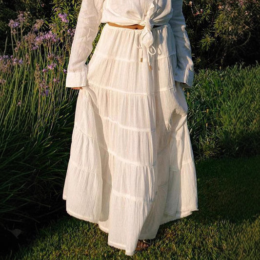 Vacation Casual A line Tiered Skirt Women Clothing Spring Summer