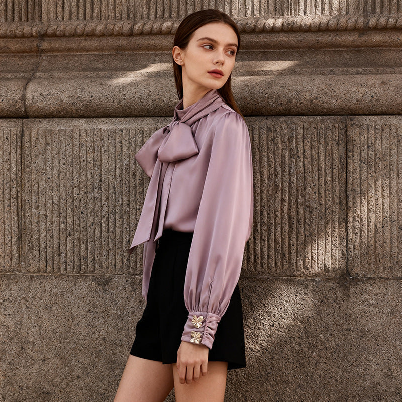 French Intellectual High Grade Lace up Shirt Autumn Minority All Match Shirt for Women - Wanita Store