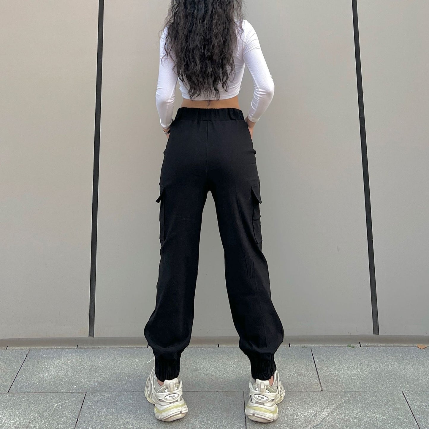 Trendy Cargo Pants High Street Women Pants Sweatpants Multi Pocket Trousers Loose Street Straight Ankle Tied Trousers