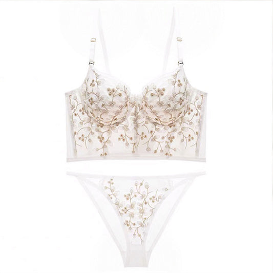 Lace Beautiful Back Vest Strap Underwear Women Summer Super Thin Big Breast Show Small Breast Underwired Bra