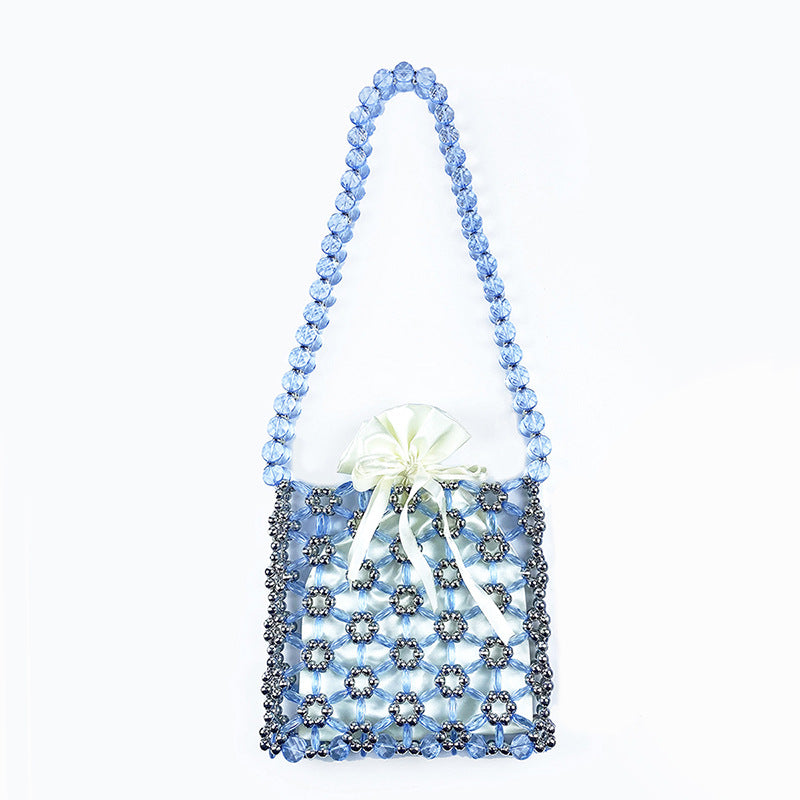 Fashionable Minority Handmade Retro Vintage Small Beads Beaded Weaving Hollow Out Cutout Handbag Women