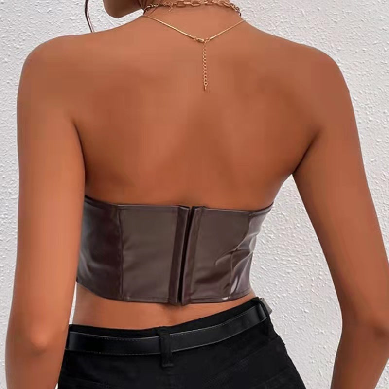 Solid Color Bright Noodle Short Tube Top Cropped Women Clothing Vest for Women