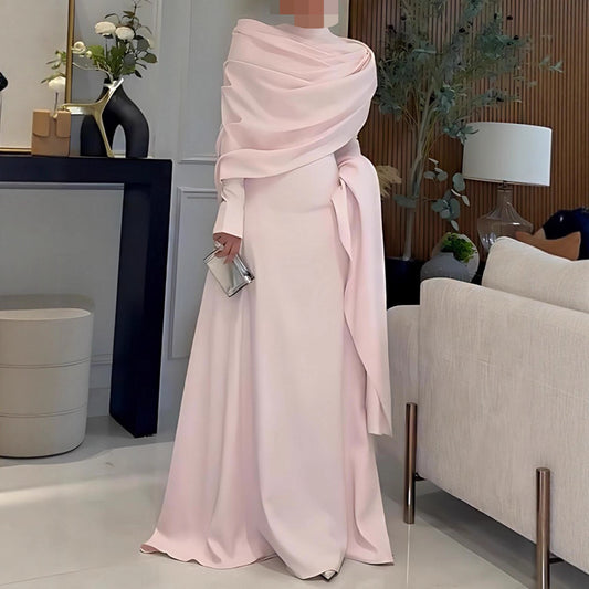 Autumn Women Clothing Sexy Pleated Mini Trailing Evening Gown