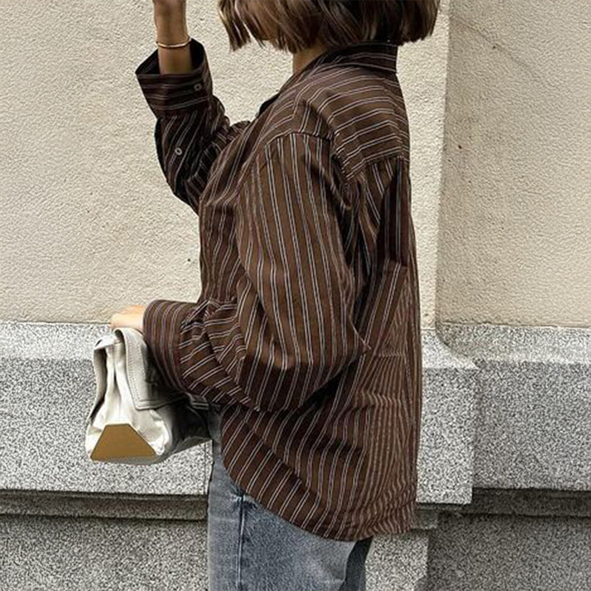 Women Clothing Autumn Casual Vacation Plaid Long Sleeve Coat Shirt - Wanita Store