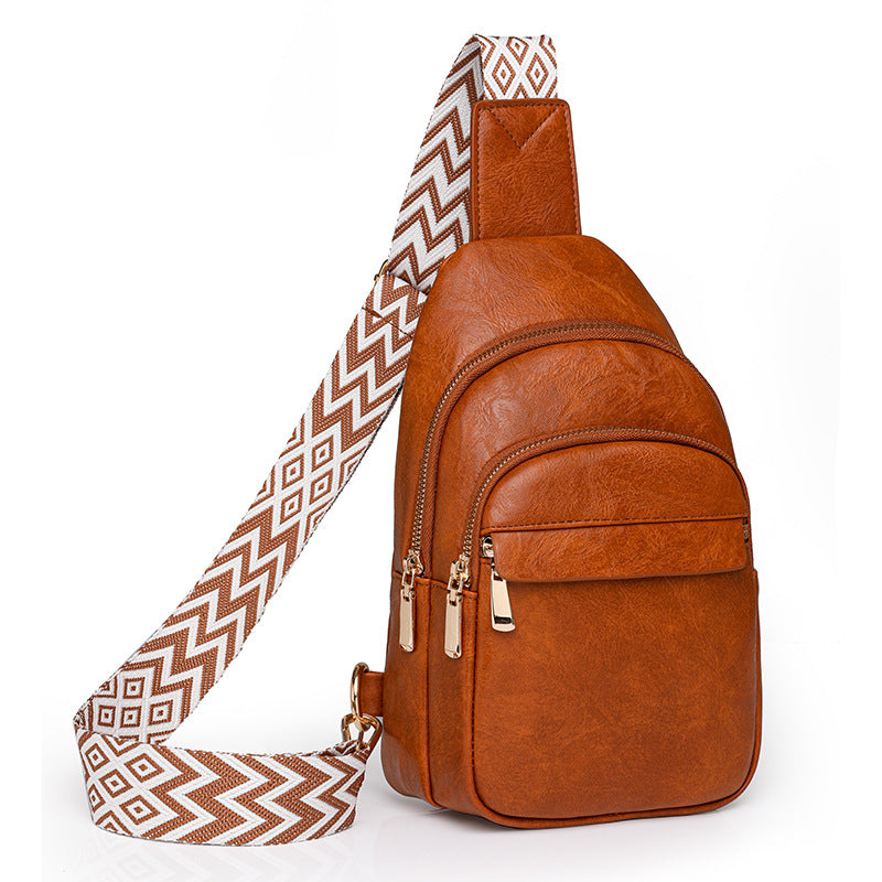 Textured Chest Bag Faux Leather Women Chest Bag One Shoulder Crossbody Simple Stylish Casual Motorcycle Bag Women