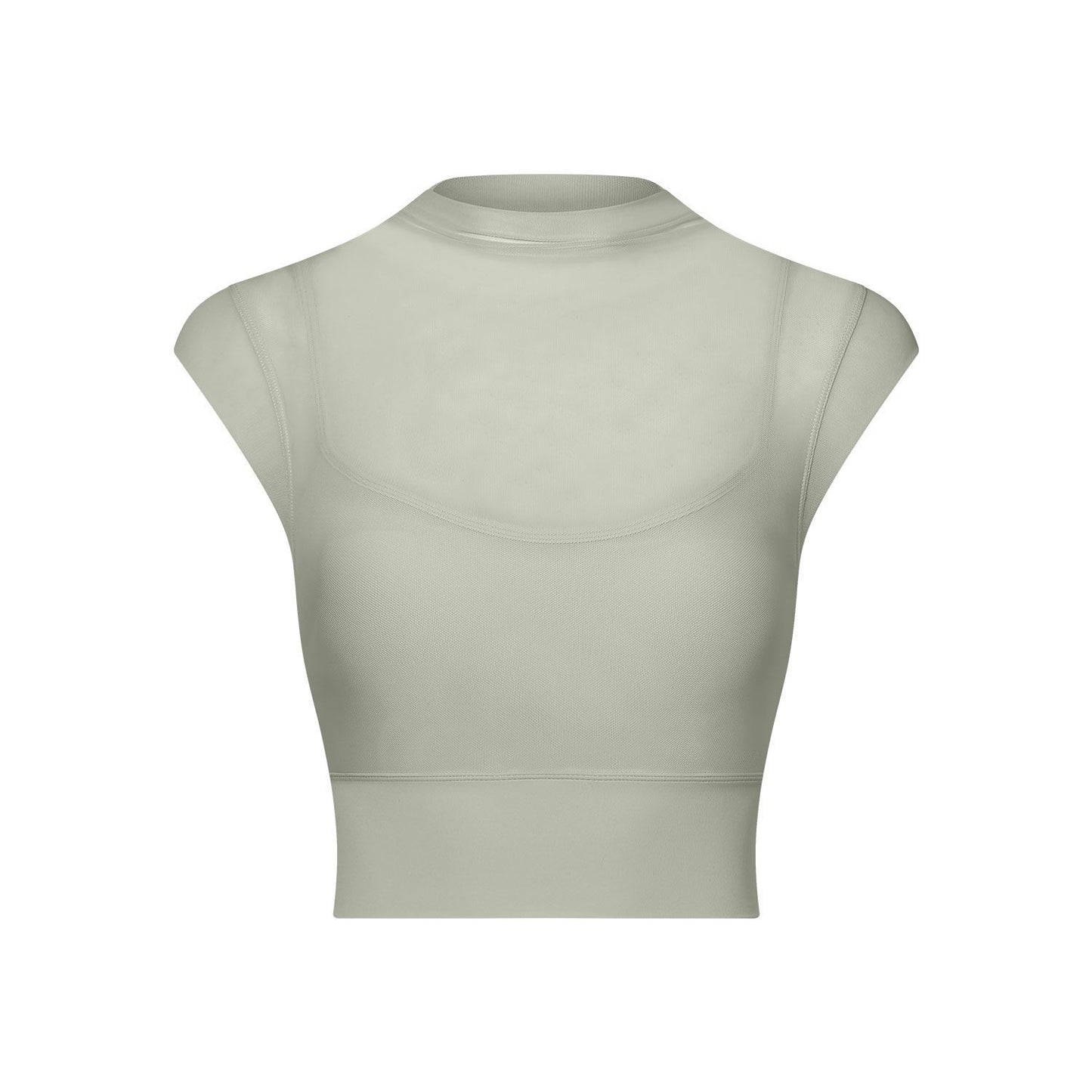 Sexy Mesh Yoga Clothes Flounced Sleeve Running Quick Drying Sports Bra with Chest Pad One Piece Cup Workout Clothes Top