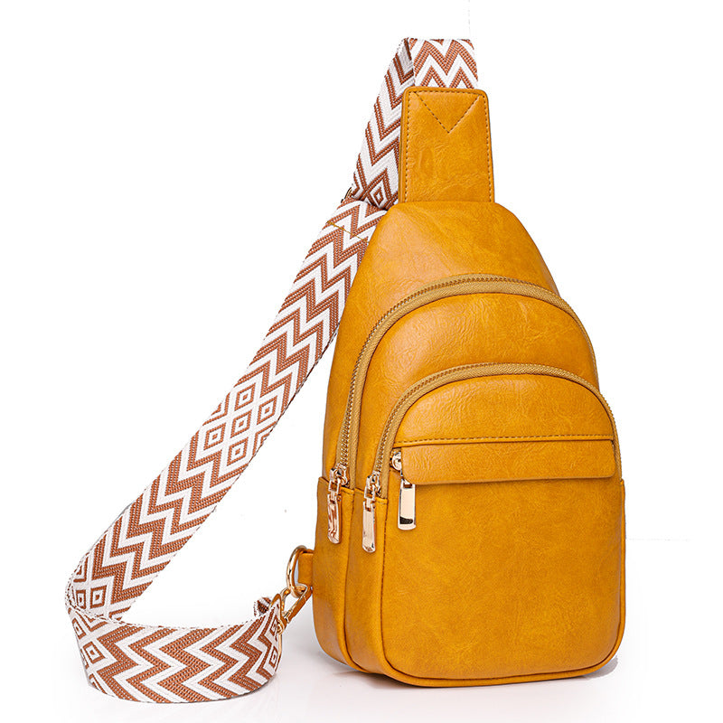 Textured Chest Bag Faux Leather Women Chest Bag One Shoulder Crossbody Simple Stylish Casual Motorcycle Bag Women