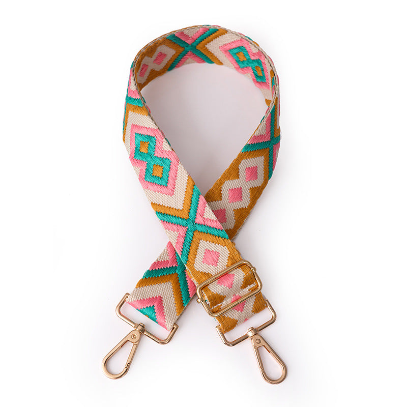 Purse Chain Wide Shoulder Strap Crossbody Bag with Ethnic Contrast Color Backpack Accessories All Match Single Shoulder Crossbody Bag Strap