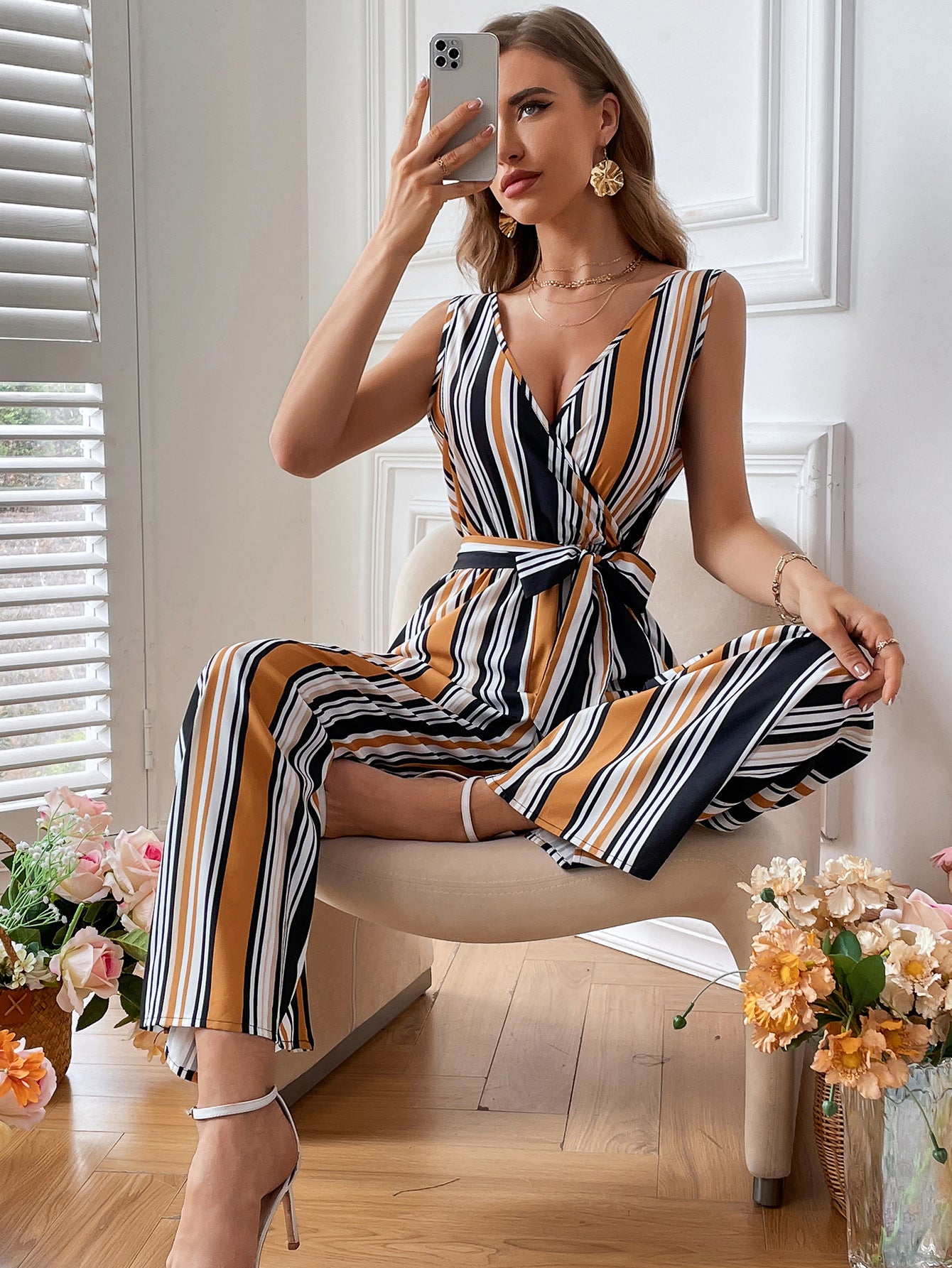 Women Clothing Striped Jumpsuit