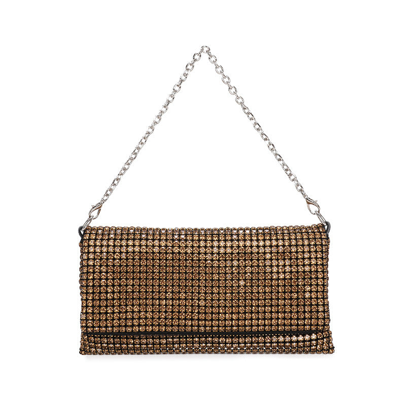 Dinner Bag Women Summer Chain Rhinestone Bag All Match Hand Sewing Messenger Bag Trendy