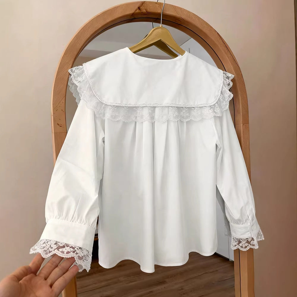 Camisa de manga larga holgada con cuello de muñeca para mujer primavera-verano