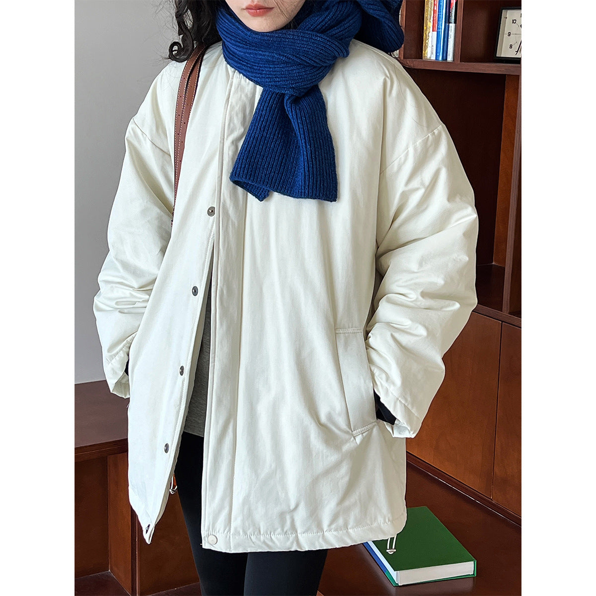 Simple Profile Cotton Coat Jacket Women Winter Oversize Quilted Workwear Cotton Coat