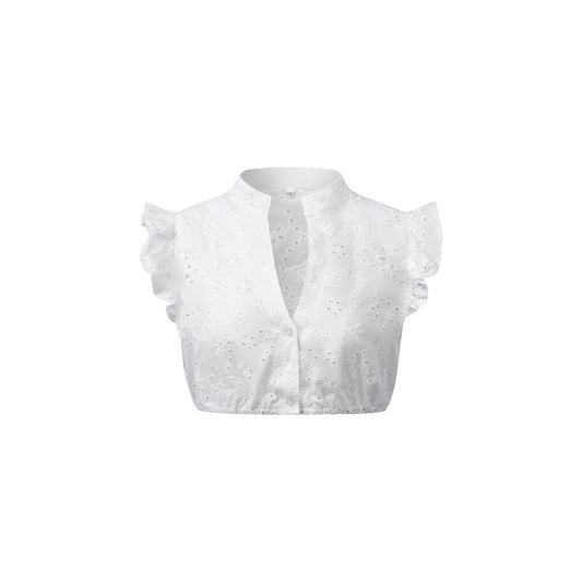 Women Summer Solid Short White Shirt