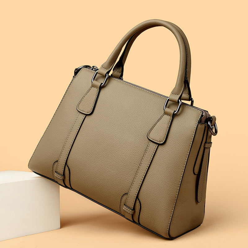 First Layer Cowhide Handbag Simple Leather Tote High Grade Crossbody Shoulder Bag
