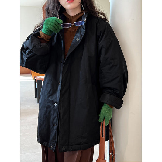 Simple Profile Cotton Coat Jacket Women Winter Oversize Quilted Workwear Cotton Coat