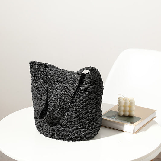 Hand Woven Bag Woven Bag Straw Bag Woven Bag Bucket Bag Seaside Vacation Beach Bag - Wanita Store