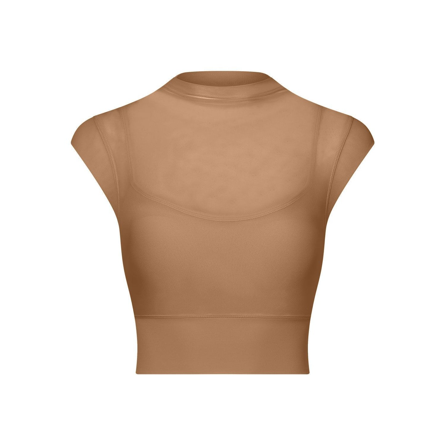 Sexy Mesh Yoga Clothes Flounced Sleeve Running Quick Drying Sports Bra with Chest Pad One Piece Cup Workout Clothes Top