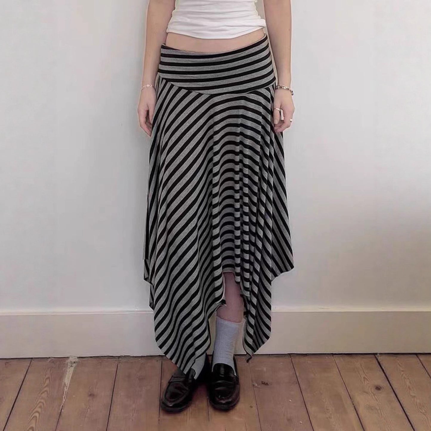 Casual Vacation Striped Short Skirt Women Clothing Autumn Winter