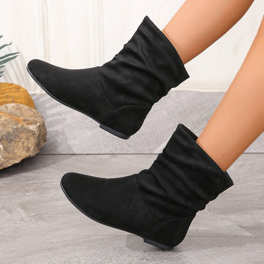 Slip on Low Top Women Boots Casual Pile Stretch Ultra Low Women Boots
