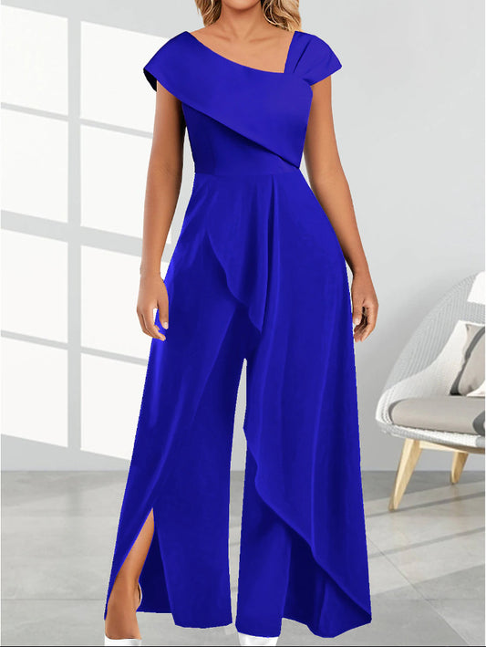 Autumn Spring Women Collar Solid Color Jumpsuit